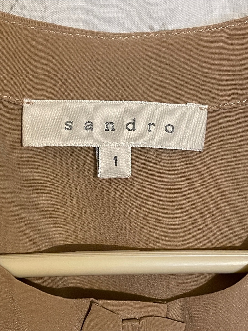 Sandro Taupe Sleeveless Pleated Bow-Front Camisole - Picture 3 of 4